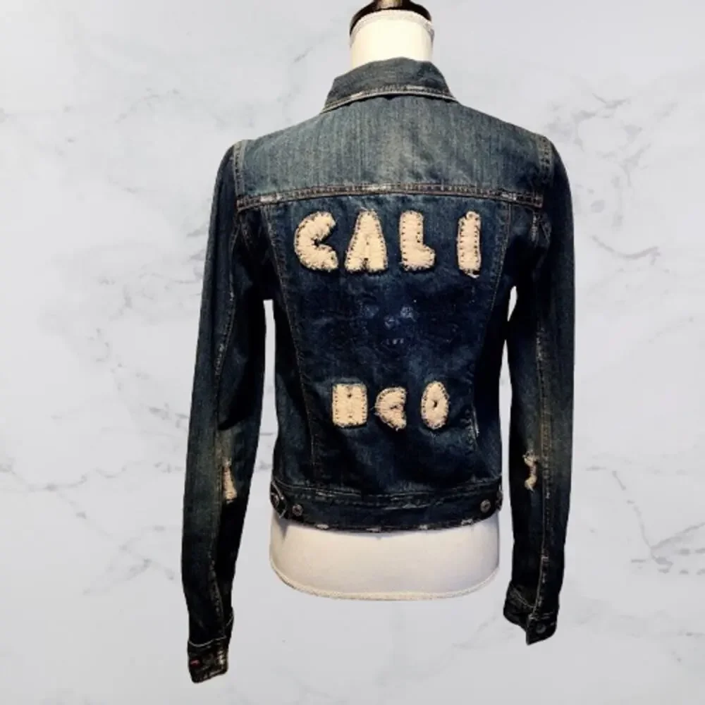 Hollister Cali HCO Skull Crossbones Denim Jean Jacket Medium